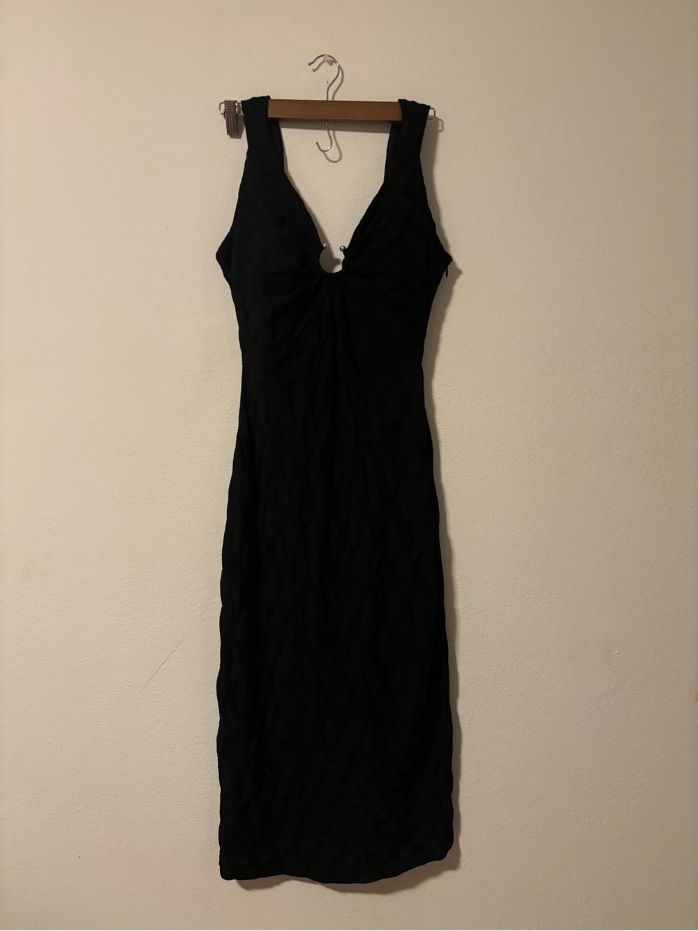 Siena Black Sleeveless Midi Dress with slit in the back